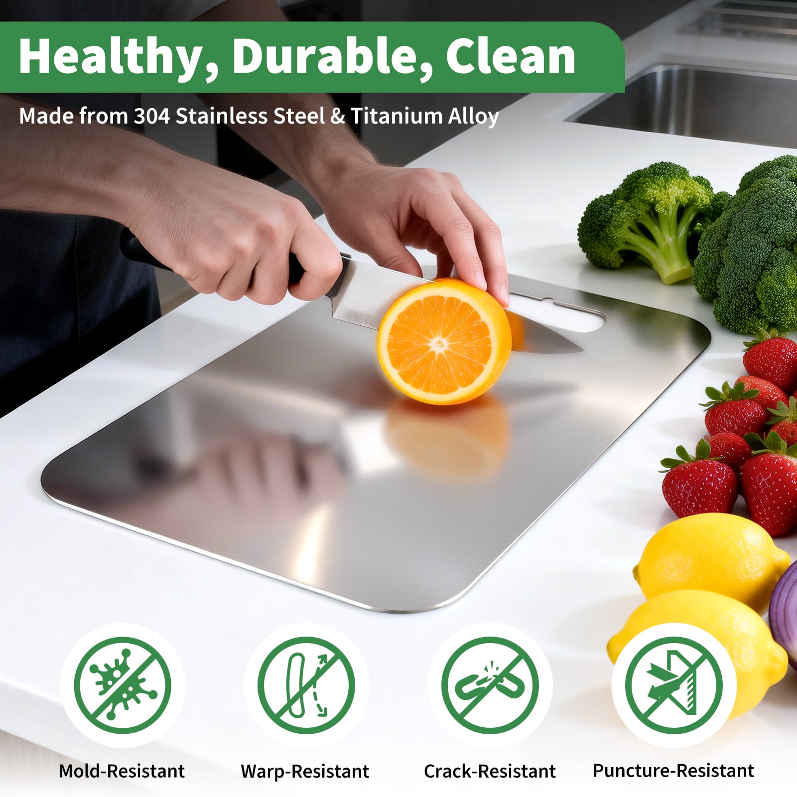 Titanium Cutting Board Set of 3, Cutting Board Double Sided Food Grade, Non-Slip Surface for Meat, Vegetables and Fruits Kitchen Appliances, Easy to Clean, S+M+L