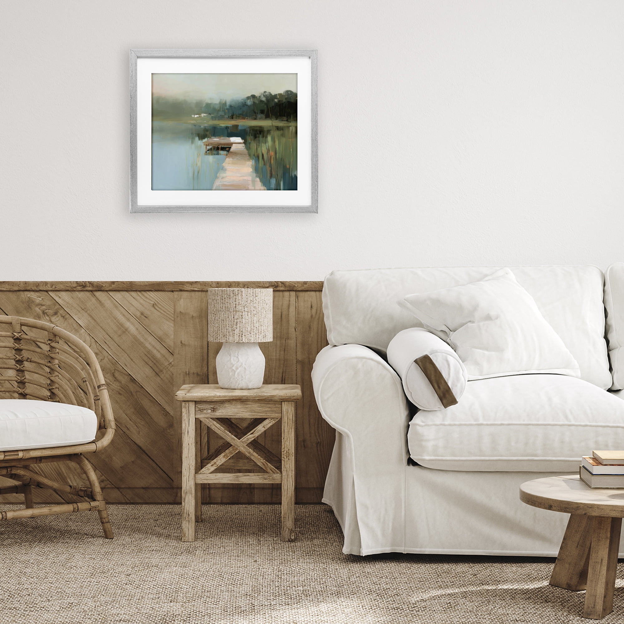 Stupell Industries Marsh Pier Abstraction Gray Framed Print Under Glass, design by Kim Curinga