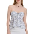 thumbnail image 1 of Gupgi Women Flower Tube Top Strapless Tie Front Smocked Bandeau Tops Off Shoulder Ruffle Vest, 1 of 9