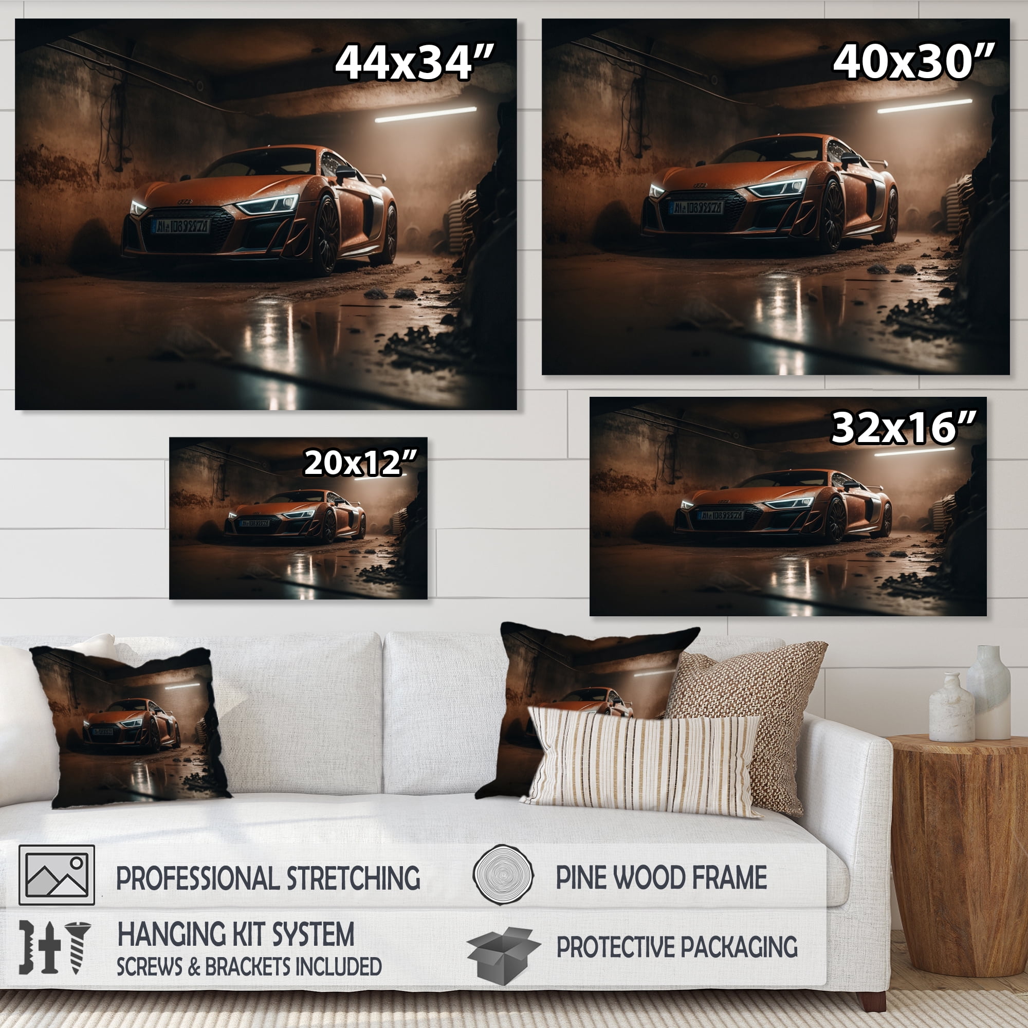 Designart R 8 Exotic Car Photography Canvas Wall Art