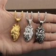 thumbnail image 4 of HIJONES Men Women's Beating Heart Pendant Necklace Stainless Steel Vintage Hip Hop Punk Chain Jewelry Gold, 4 of 5
