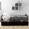 thumbnail image 2 of Wooden Platform Bed Frame with 2 Drawers, Twin Size Captain's Bed with Wood Slat Support Multifunctional Platform Bed with Headboard and Footboard No Box Spring Needed for Bedroom Living Room,Espresso, 2 of 7