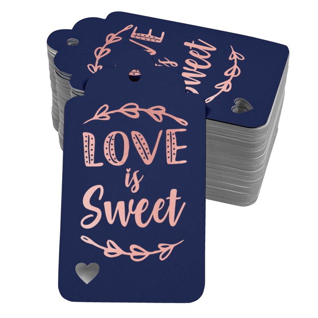 Inkdotpot 50 Pack Real Rose Gold Foil Paper Tags Love Is Sweet Wedding Favor Hang Tag