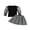 Black, variant on ZAXARRA Girl's Black Puff Sleeve Round Neck Tops + Houndstooth A-line Skirt