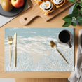 thumbnail image 2 of Blue Coastal Coral Placemats Set of 8, Summer Beach Ocean Abstract Art Placemats for Dining Table, Place Mats for Kitchen Tabletop, Waterproof Wipeable Dining Table Mats Set, 2 of 9