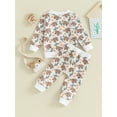 thumbnail image 4 of Suealasg Baby Boys Girls Western Tracksuit Outfits Clothes 6M 1T 2T 3T Kids Long Sleeve Cow Flower Cactus Print Sweatshirt and Sweatpants 2 Piece Casual Autumn Clothing for Toddler Children Boys, 4 of 9