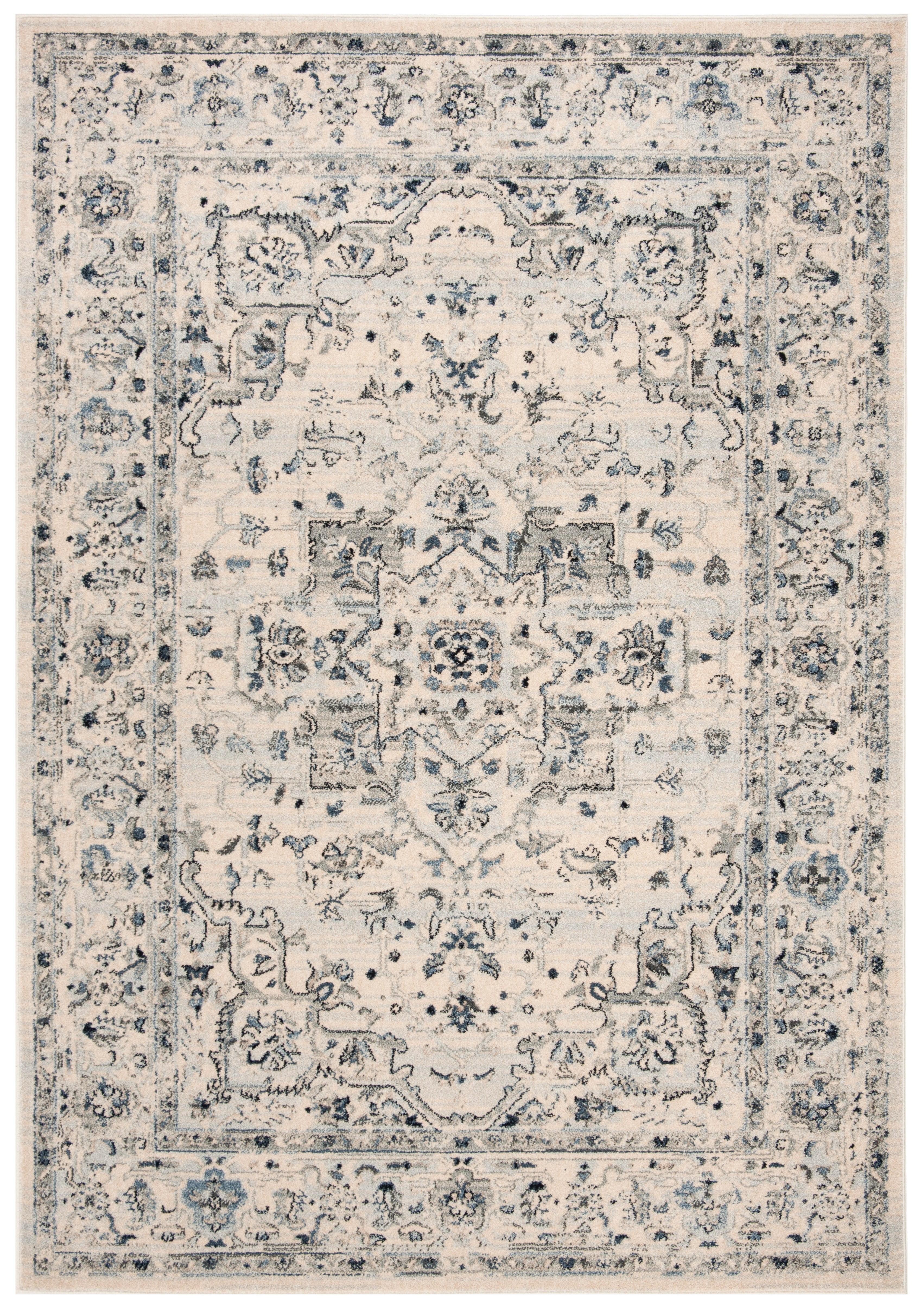 SAFAVIEH Charleston Zharko Floral Area Rug, Ivory/Light Blue, 4' x 6'