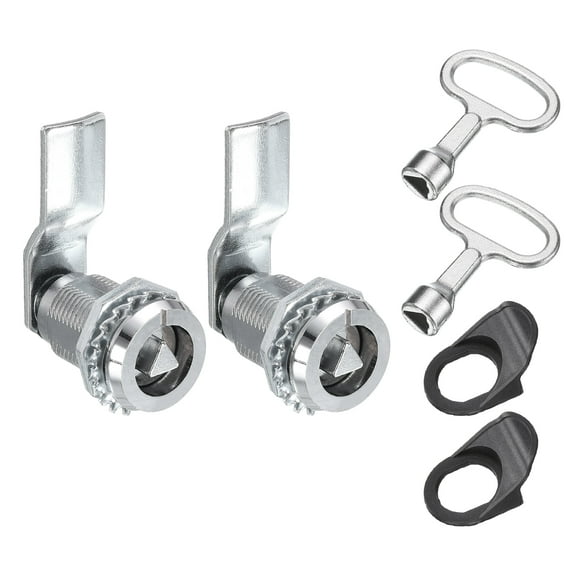 Tubular Cam Lock 7/8" Cylinder Length Zinc Alloy Cabinet Lock with Key White 2 Pack
