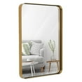 thumbnail image 1 of Hamilton Hills 24x36 inch Metal Gold Frame Mirror for Bathroom | Brushed Rectangular Rounded Corner Vanity | 2" Deep Set Design Large Wall Mirrors Decorative | Hangs Horizontal and Vertical, 1 of 2