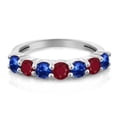 thumbnail image 2 of Gem Stone King 925 Sterling Silver Round Blue Sapphire Red Ruby Anniversary Ring for Women (1.63 Cttw, Gemstone Birthstone) (Size 8), 2 of 4