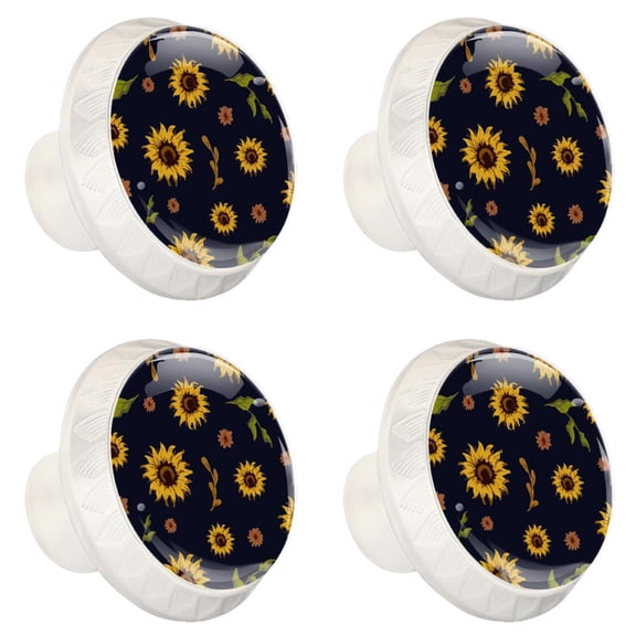 4 Pcs Sunflower Knobs for Kitchen Cabinet Cupboard Dresser Bookcase Drawer Pulls Handles Round Home Decor