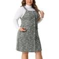 thumbnail image 2 of DARING DIVA Plus Size High Waist Tweed Single Breasted Overall Dress 1X Black, 2 of 6
