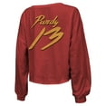 thumbnail image 3 of Women's Majestic Threads Brock Purdy Scarlet San Francisco 49ers Name & Number Off-Shoulder Script Cropped Long Sleeve, 3 of 3