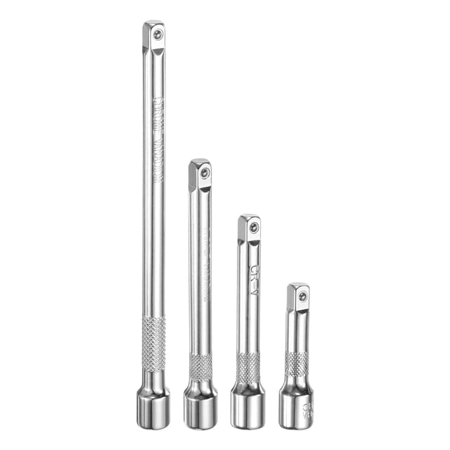 Barra de extensión de impacto de 1/4" Uxcell 2" 3" 4" 6" Extensor de llave Plateado Juego de 4 piezas