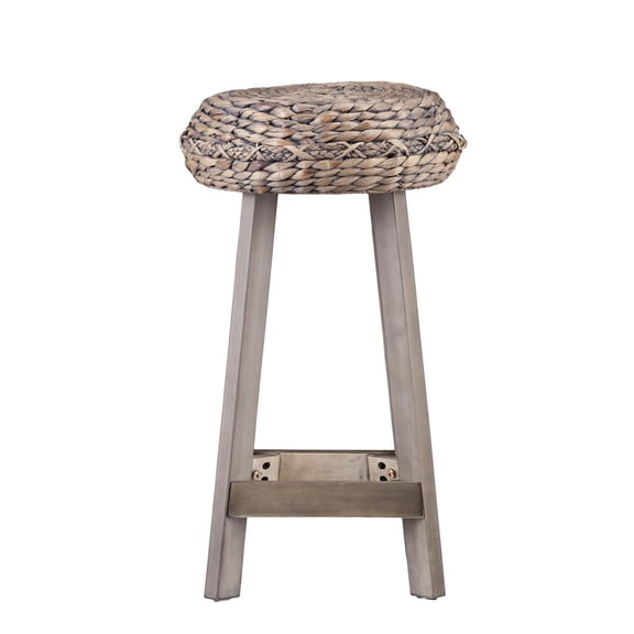 SEI Furniture Rutina 24" Backless Hyacinth Counter Stools in Gray (Set of 2)