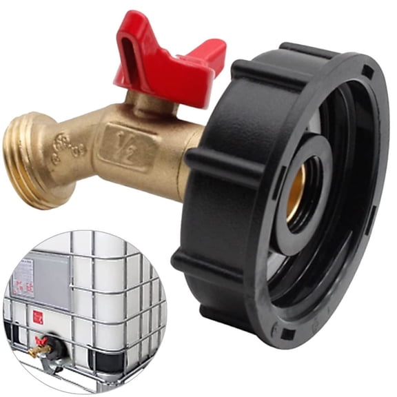 IBC Tote Adapter - 275 330 Gallon Water Tank Adapter with 2.36" Coarse Thread, IBC Tote Fittings, IBC Tote to Garden Hose Adapter with Lead-Free Brass Faucet, Water Tote Hose Adaptor for Garden Hose