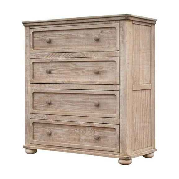 HomeRoots 40" Natural Solid Wood Four Drawer Chest