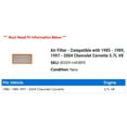 thumbnail image 2 of Air Filter - Compatible with 1985 - 1989, 1997 - 2004 Chevy Corvette 5.7L V8 1986 1987 1988 1998 1999 2000 2001 2002 2003, 2 of 2