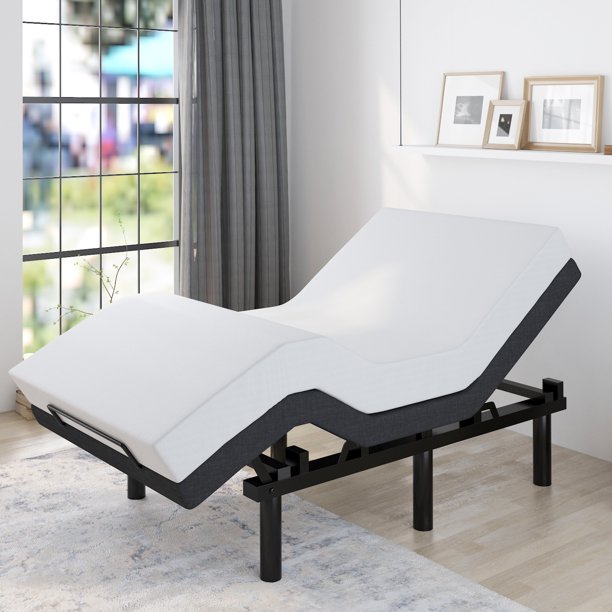 Allewie Split King Size Adjustable Bed Base Frame Head And Foot Incline Wireless Remote Control Upholstered Attached Com Allewie Split King Size Adjustable Bed, Split Top King Adjustable Bed Frame