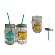 Family Maid 2336419 12 oz Glass Drinking Jar with Straw - Case of 24