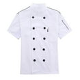 thumbnail image 1 of SHIXIAOO Veste de Chef Unisexe Vêtements de Chef d'Hôtel avec Manches Longues et Boutons Rouges Contrastants Veste de Chef pour Hommes et Femmes Respirante Chemises Courtes pour Hommes Petites Chemises à Rayures Verticales Hommes Classique, 1 of 5