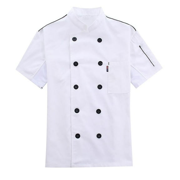 Fgnfyis Chefs Jacket Unisex Chefs Clothing Hotel with Long Sleeves and Contrasting Red Buttons Chefs Jacket for Men & Women Tops for Men Trendy White XL