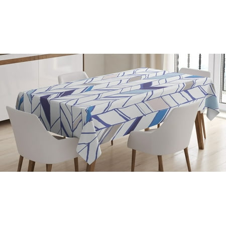 

Navy Tablecloth Tribal Zigzag Lines Pattern in Various Shades Geometric Boho Sketch Print Rectangular Table Cover for Dining Room Kitchen 60 X 84 Inches Sky Blue Grey Tan Pearl by Ambesonne