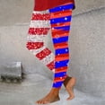 thumbnail image 2 of Bjutir American Flag Pants Women Stripe Print Tights Tummy Control Casual Yoga Pants High Waist Stright Slim Leg Long Leggings Summer Beach Leggings For Women Red S, 2 of 5