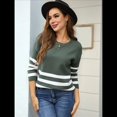 thumbnail image 4 of Suéter Holgado de Larga con Bloques de Color para Mujer, Moda de Otoño, Informal, de Punto con Cuello Redondo Verde L, 4 of 10