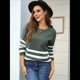 thumbnail image 4 of Suéter Holgado de Larga con Bloques de Color para Mujer, Moda de Otoño, Informal, de Punto con Cuello Redondo Verde L, 4 of 10
