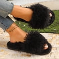 thumbnail image 6 of Fnooota Womens Slide Slippers, Non Slip Open Toe Indoor Comfort Fuzzy Slippers Bedroom Shoes Black Size 6.5-7, 6 of 7