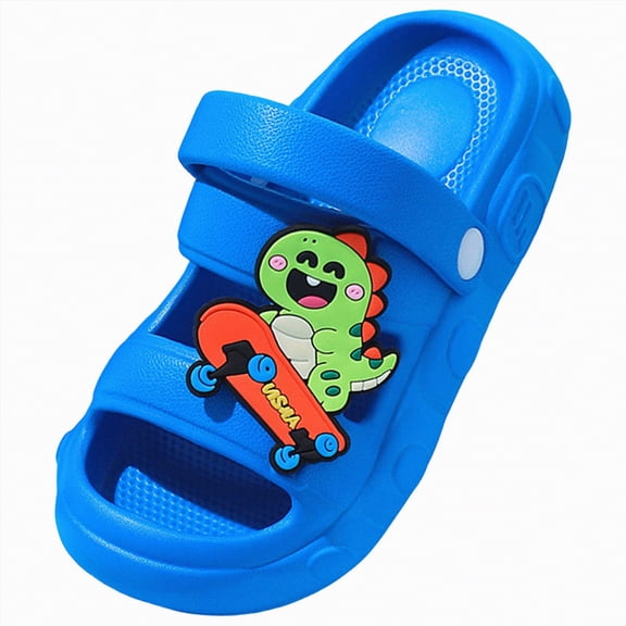 Kogui Slippers Boy Slippers for Kids Boys Girls Shower Slippers Slip On Sandals Non-Slip Open Toe Slippers Sandals Quick Drying Summer Beach Pool Shoes Size 12 (Blue,Little Kids 12)