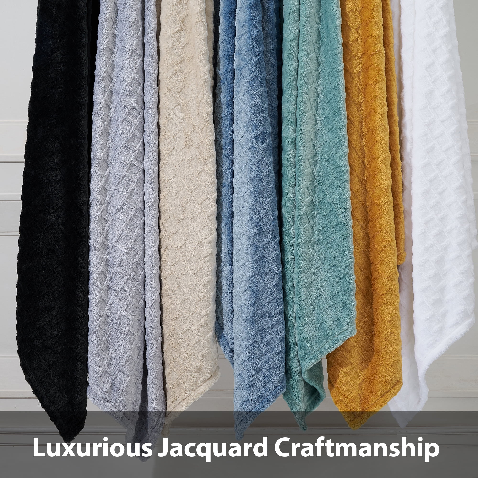 CBCHome Velvet Plush Jacquard Tile Throw Blanket for Couch - Buttery Soft, Cozy Throw, Cute Gifts for Women (Aqua, 50" x 60")