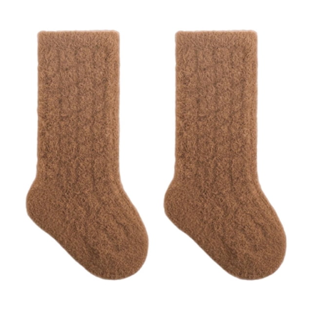 HAiming Children's Winter Thermal Socks Thick Cable Solid Color Warm Comfortable Fall Winter Stockings
