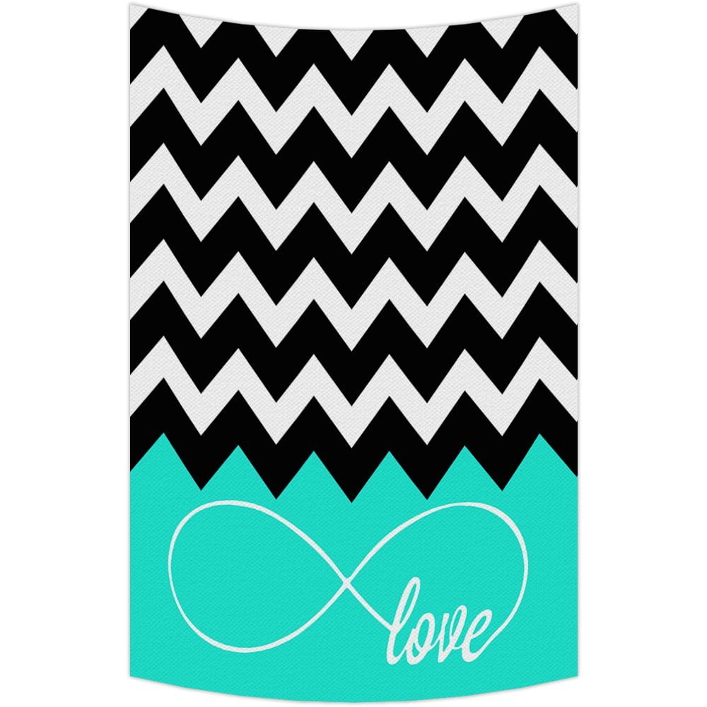 GCKG Infinity Live The Life You Love Chevron Pattern Turquoise Black White Tapestry Wall Hanging Wall Art Dorm Decor Wall Tapestries Size 40x60