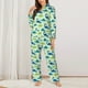 thumbnail image 2 of Fotbe Cute Dinosaur Blue Green Conjunto de Pijama de Manga Larga para Mujer con Estampado, Ropa de Dormir de 2 Piezas, Conjunto de Casa Suave y Cómodo con Bolsillos-Large, 2 of 7