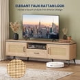 thumbnail image 5 of Mid Century Modern TV Stand for TVs up to 65 Inch, Entertainment Center Media Console Table with 2 Rattan Door and Drawer,Oak, 5 of 9