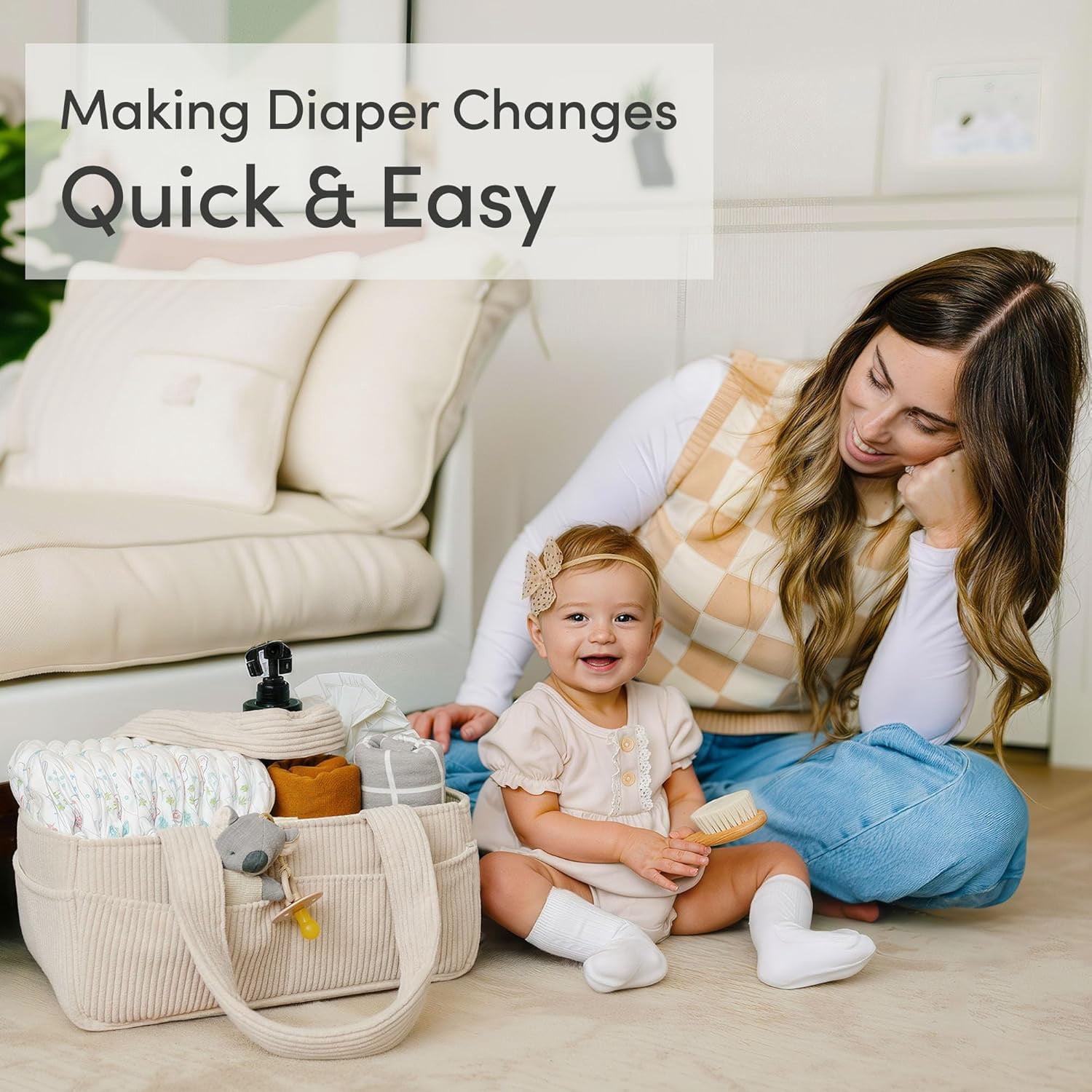 UNLLLL Diaper Caddy Organizer for Fresh Life, Large Portable Storage Basket Bin for Diaper, Gift for Fresh Life Shower and Registry Must Have, Car and Travel Caddy