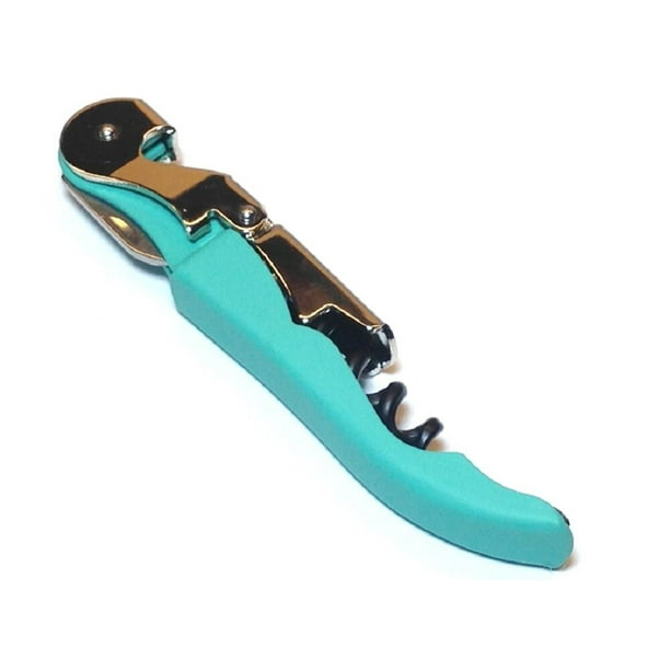 Sky Blue Soft Velvet Touch Waiters Double Hinge Corkscrew Wine Key