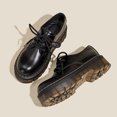 thumbnail image 1 of Plataforma Cadros de mocasines Oxford zapatos casuales con encaje para mujeres (40) negro, 1 of 9