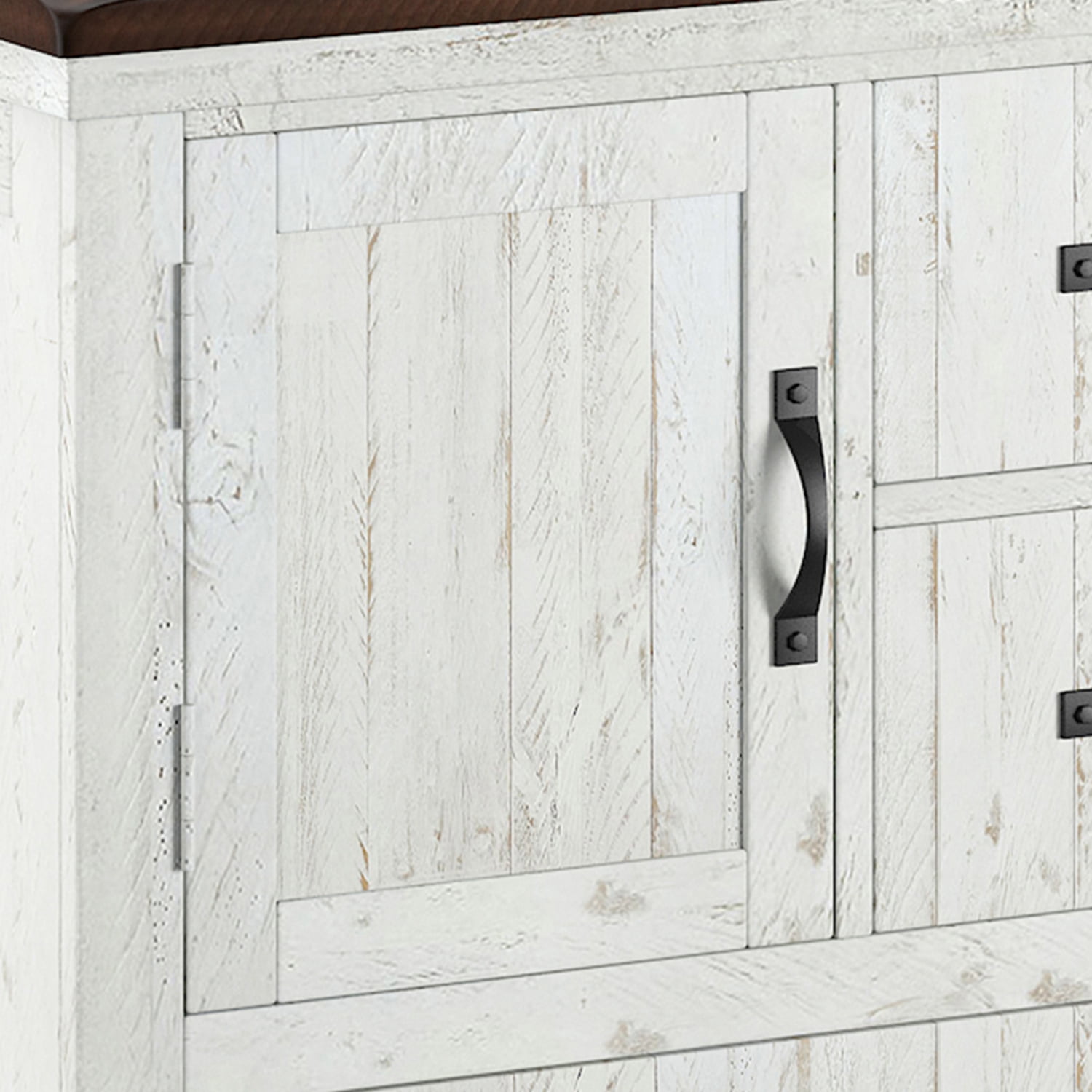 Furniture of America Glenmoor 4-Drawer Chest, Distressed White and Walnut