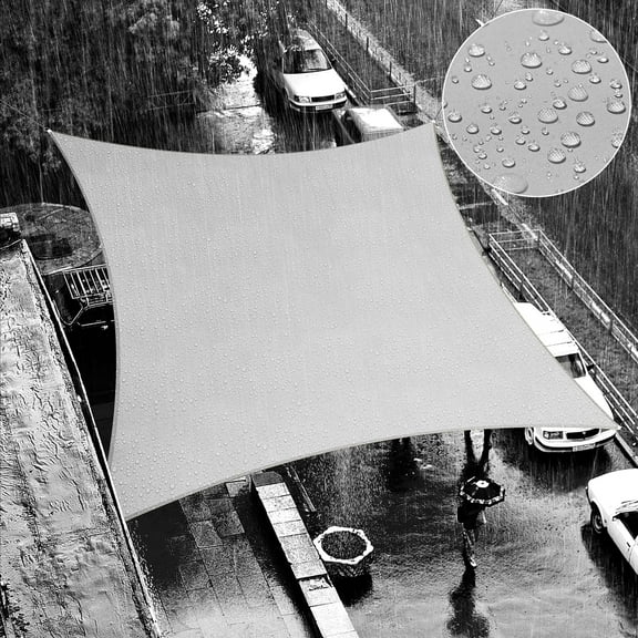 ShadeMart 9.5' x 9.5' Grey Square Waterproof Sun Shade Sail Canopy Awning Shelter, 95% UV Blockage UV & Water Resistant, Outdoor Patio Garden Carport (We Make Custom Size)