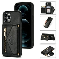 Nalacover for iPhone 13 Pro Max Zipper Wallet Case,Luxury Premium PU Leather Back Soft TPU Magnetic Buckle Flip Card Pocket Shockproof Slim Cover with Adjustable Crossbody Shoulder Strap,(Black)