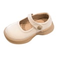 thumbnail image 2 of XIMIN Girls Platform Mary Jane Flats Summer Round Toe Soft Sole Non-Slip Cute Comfortable Toddler Princess Dress Flats for School Kids (Beige, 4.5-5 Years), 2 of 8