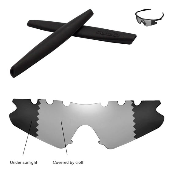 Walleva Transition/Photochromic Polarized Vented Replacement Lenses And Black Earsocks For Oakley M Frame Sweep Sunglasses