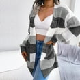 thumbnail image 1 of Idoravan Cardigans for Women Clearance Spring Women's Fashion Autumn Winter Stripes Long Sleeve Cardigan Sweater Coat Tops, 1 of 6