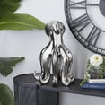 thumbnail image 3 of 11" x 17" Silver Porcelain Ceramic Tall Octopus Sculpture with Long Tentacles, by DecMode, 3 of 10