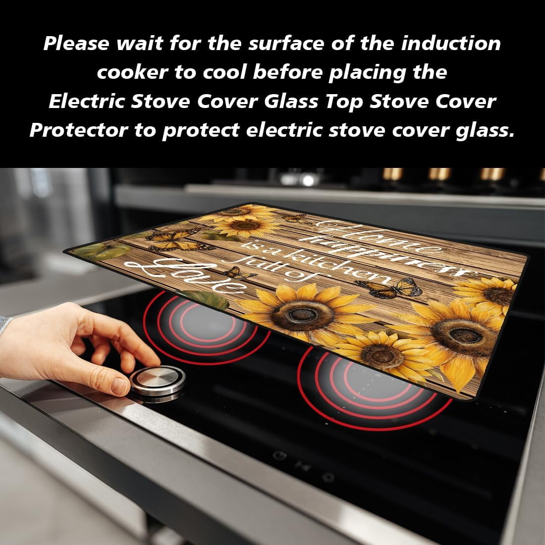 Electric Stove Cover 20.47x28.35" Stove Top Cover for Electric Stove Foldable Glass Cooktop Protector Non-Slip Top Protector Mat for Electric Stove (Sunflower) Colorful