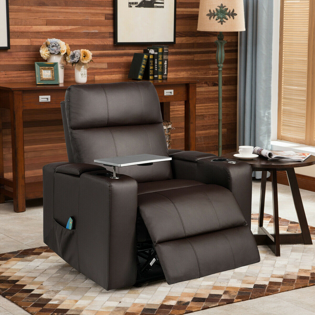 Gymax Massage Theater Recliner Chair with Remote Control Swivel Tray $549.99 (reg $1,060)