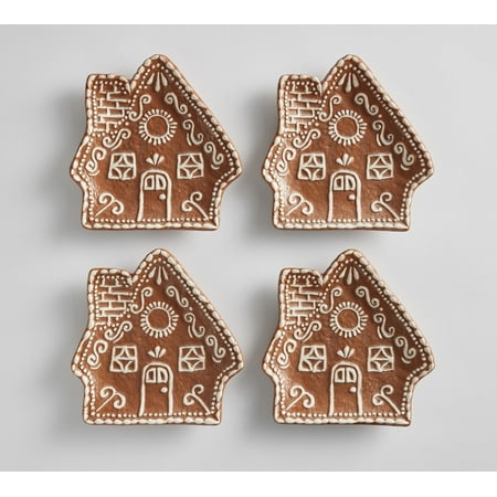 Gingerbread Serveware Collection - Christmas Gingerbread Dinnerware Set with Plates, Mugs & Platters, Holiday Dining & Party , Candy Xmas Themed Kitchen & Home Christmas Decor